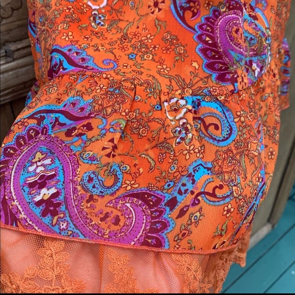 BLUEBIJOU Sheer Earthy Orange Paisley Midi Dress - Picture 3 of 4